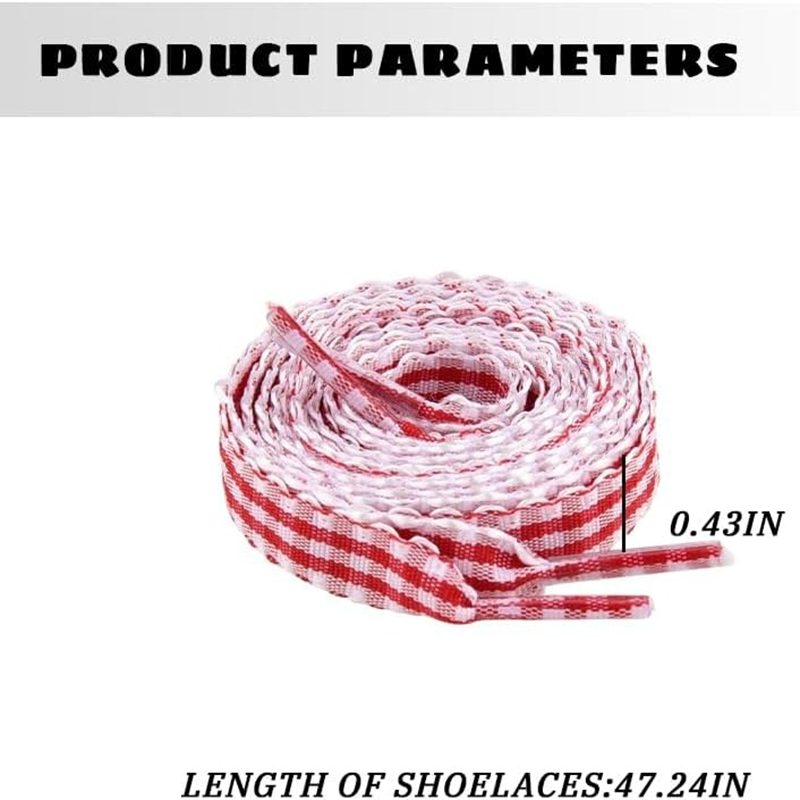 1組のチェック柄フラットシューレース、スニーカー用格子柄靴ひ - Lace Replacement Flat のレビューと価格