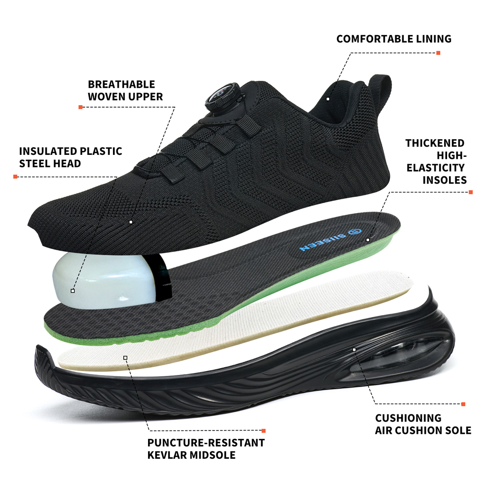 回転ボタン安全靴男性エアクッションワークスニーカー鋼つま先靴 - Sneakers Care のレビューと価格